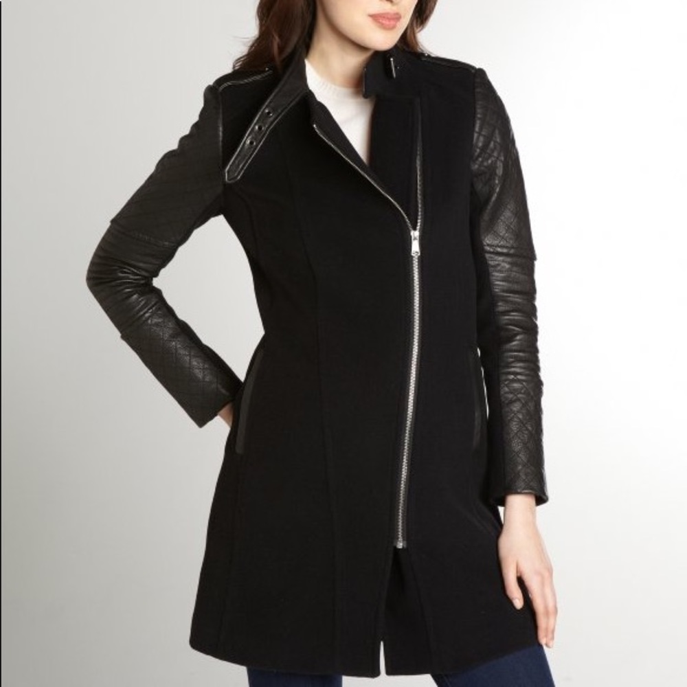 Andrew Marc wool blend and leather coat